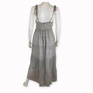 Abercrombie & Fitch Black/White Spotted Chiffon Pleated Maxi Dress